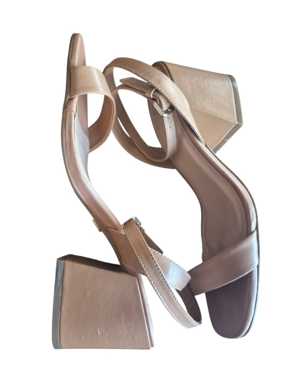 Lulus Tan Leather Block Heel Sandals With Straps Size 7